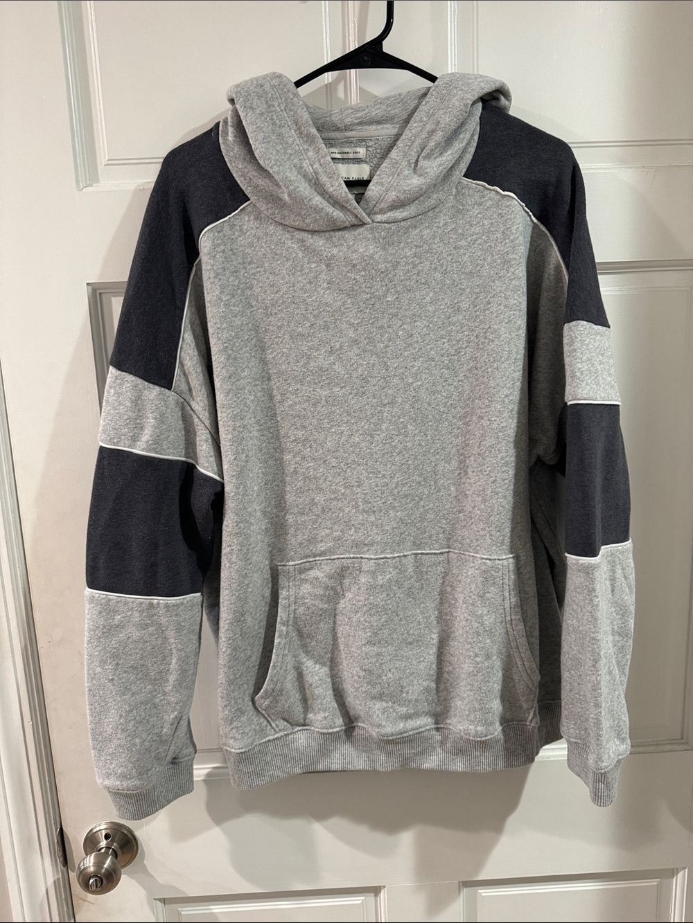 American Eagle Outfitters Two-Tone Grey Hooded Zip-Up Sweater